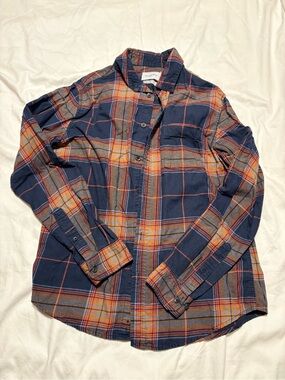 Goodfellow & Co Navy and Orange Plaid Button-Down Shirt